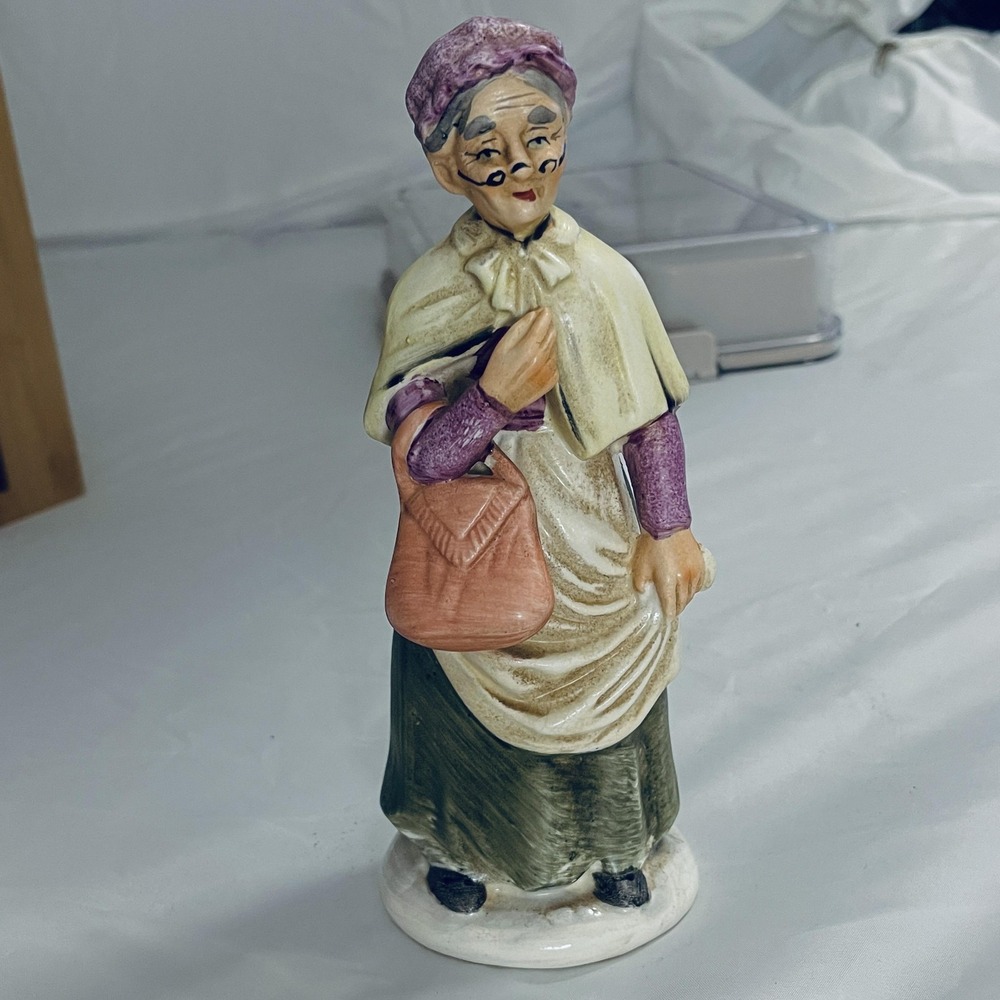 Vintage Norleans Grandmother Lady Figurine Porcelain‎ Japan Multicolor Decor